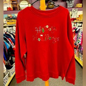 Happy Holidays Ladies 1X Red Christmas Sweatshirt